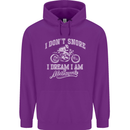Dont Snore I Dream I'm a Motorcycle Biker Mens 80% Cotton Hoodie Purple
