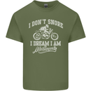 Dont Snore I Dream I'm a Motorcycle Biker Mens Cotton T-Shirt Tee Top Military Green