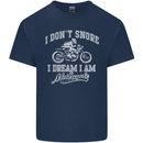 Dont Snore I Dream I'm a Motorcycle Biker Mens Cotton T-Shirt Tee Top Navy Blue
