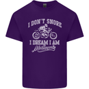 Dont Snore I Dream I'm a Motorcycle Biker Mens Cotton T-Shirt Tee Top Purple