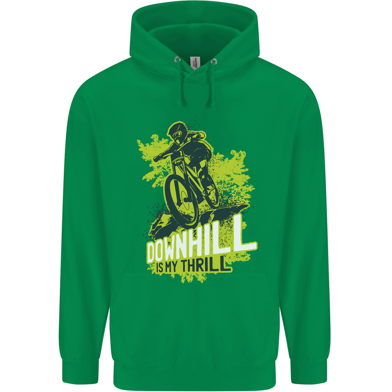 Downhill Mountain Biking My Thrill Cycling Childrens Kids Hoodie Irish Green