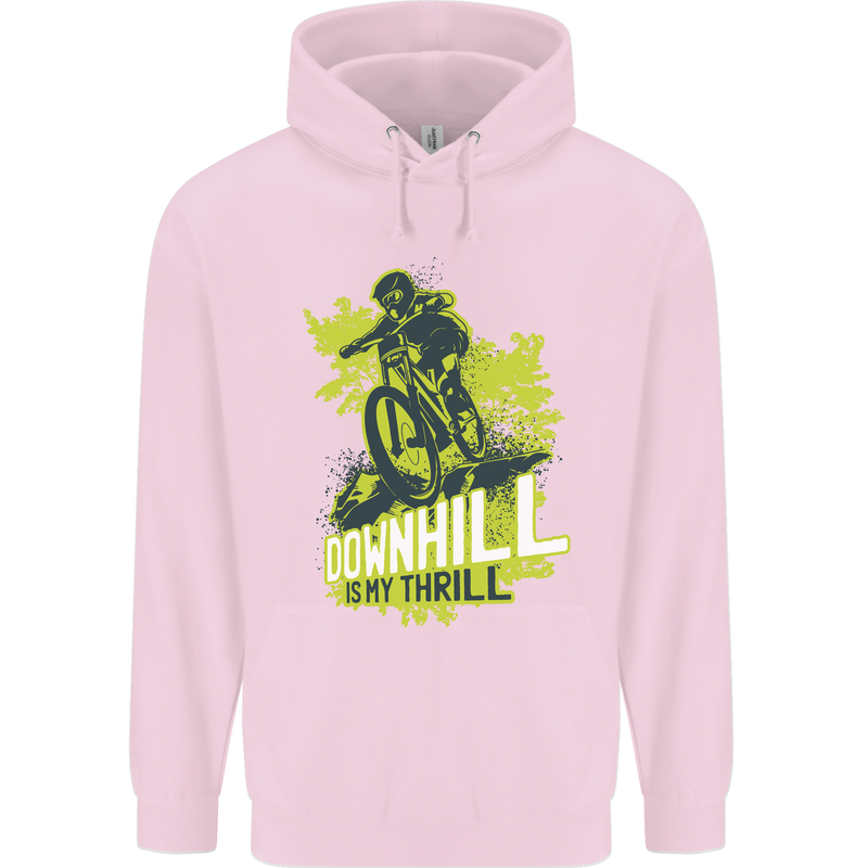 Downhill Mountain Biking My Thrill Cycling Childrens Kids Hoodie Light Pink