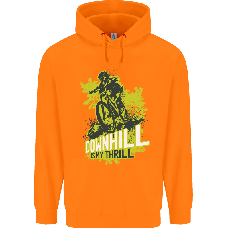 Downhill Mountain Biking My Thrill Cycling Childrens Kids Hoodie Orange