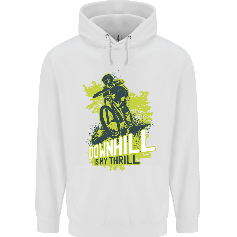 Downhill Mountain Biking My Thrill Cycling Childrens Kids Hoodie White