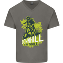 Downhill Mountain Biking My Thrill Cycling Mens V-Neck Cotton T-Shirt Charcoal