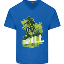 Downhill Mountain Biking My Thrill Cycling Mens V-Neck Cotton T-Shirt Royal Blue