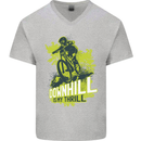 Downhill Mountain Biking My Thrill Cycling Mens V-Neck Cotton T-Shirt Sports Grey