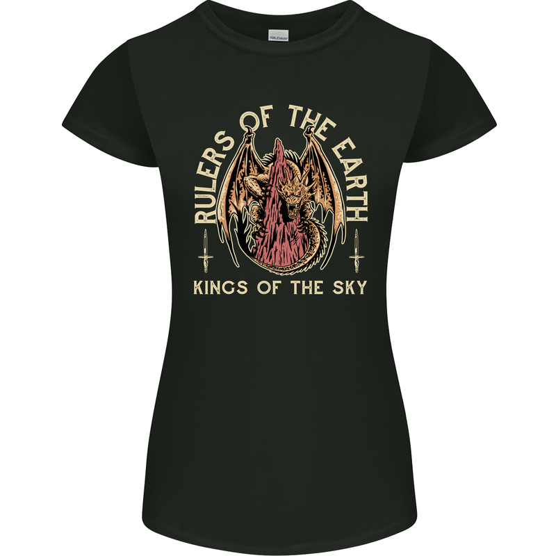 Dragons Rulers of the Earth Fantasy RPG Womens Petite Cut T-Shirt Black