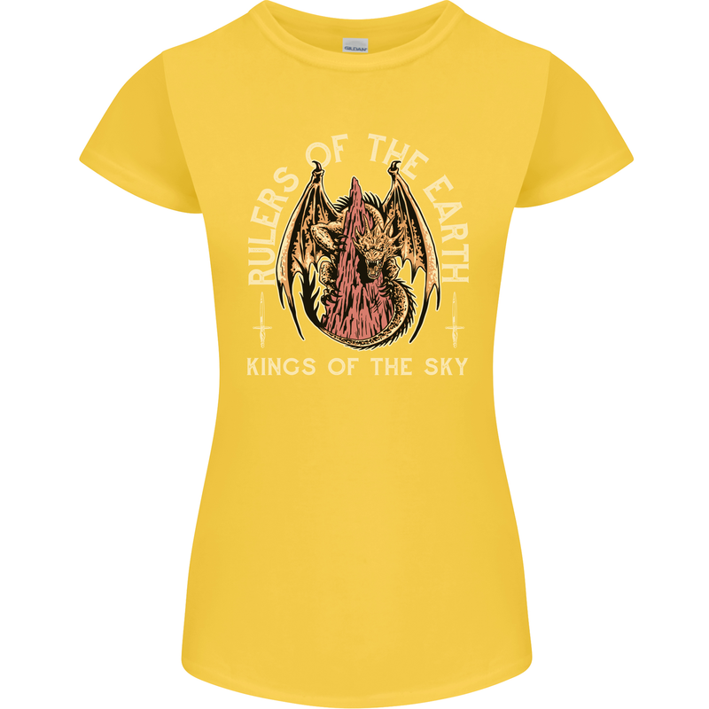 Dragons Rulers of the Earth Fantasy RPG Womens Petite Cut T-Shirt Yellow
