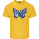 Dripping Blue Butterfly Rhopalocera Kids T-Shirt Childrens Yellow