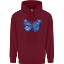 Dripping Blue Butterfly Rhopalocera Mens 80% Cotton Hoodie Maroon