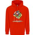 Dripping Rubik Cube Funny Puzzle Childrens Kids Hoodie Bright Red
