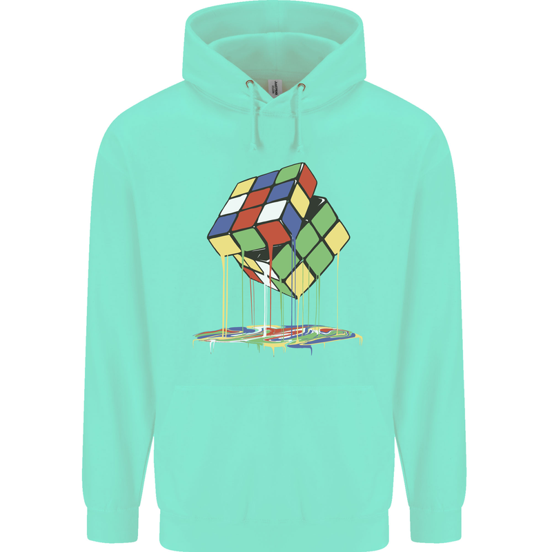 Dripping Rubik Cube Funny Puzzle Childrens Kids Hoodie Peppermint