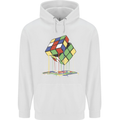 Dripping Rubik Cube Funny Puzzle Childrens Kids Hoodie White