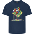 Dripping Rubik Cube Funny Puzzle Kids T-Shirt Childrens Navy Blue