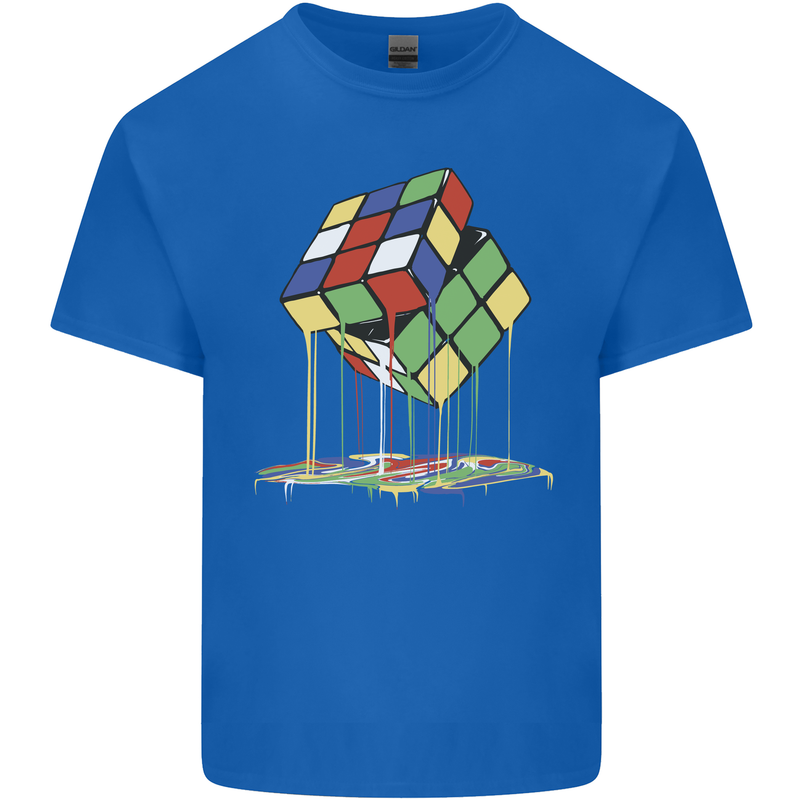Dripping Rubik Cube Funny Puzzle Kids T-Shirt Childrens Royal Blue