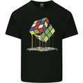 Dripping Rubik Cube Funny Puzzle Mens Cotton T-Shirt Tee Top Black