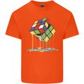 Dripping Rubik Cube Funny Puzzle Mens Cotton T-Shirt Tee Top Orange