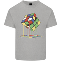 Dripping Rubik Cube Funny Puzzle Mens Cotton T-Shirt Tee Top Sports Grey