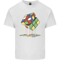 Dripping Rubik Cube Funny Puzzle Mens Cotton T-Shirt Tee Top White