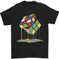 Dripping Rubik Cube Funny Puzzle Mens T-Shirt 100% Cotton Black