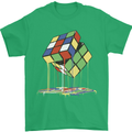 Dripping Rubik Cube Funny Puzzle Mens T-Shirt 100% Cotton Irish Green