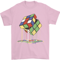 Dripping Rubik Cube Funny Puzzle Mens T-Shirt 100% Cotton Light Pink