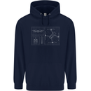 Drone Blueprint Childrens Kids Hoodie Navy Blue