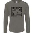 Drum Kit Barcode Drummer Drumming Mens Long Sleeve T-Shirt Charcoal
