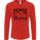 Drum Kit Barcode Drummer Drumming Mens Long Sleeve T-Shirt Red