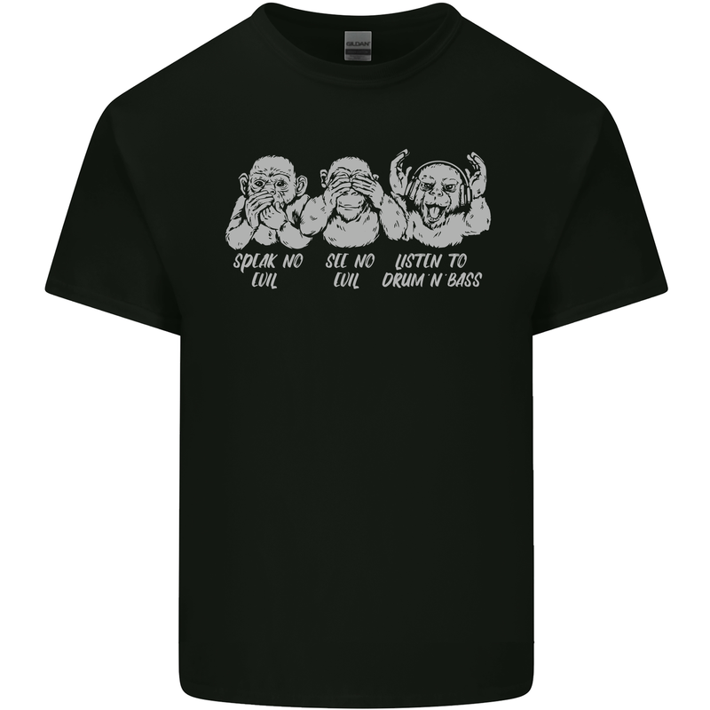 Drum and Bass Monkeys DJ Headphones Music Mens Cotton T-Shirt Tee Top Black