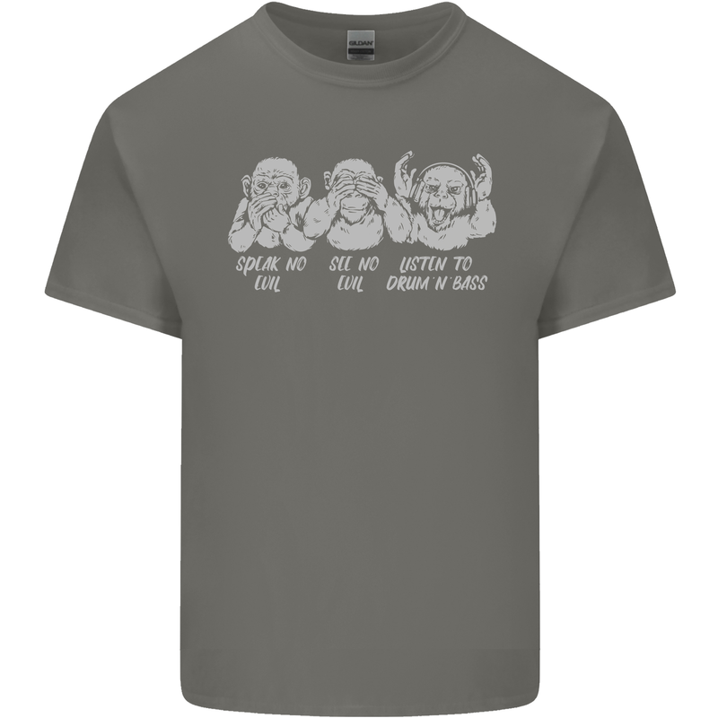 Drum and Bass Monkeys DJ Headphones Music Mens Cotton T-Shirt Tee Top Charcoal