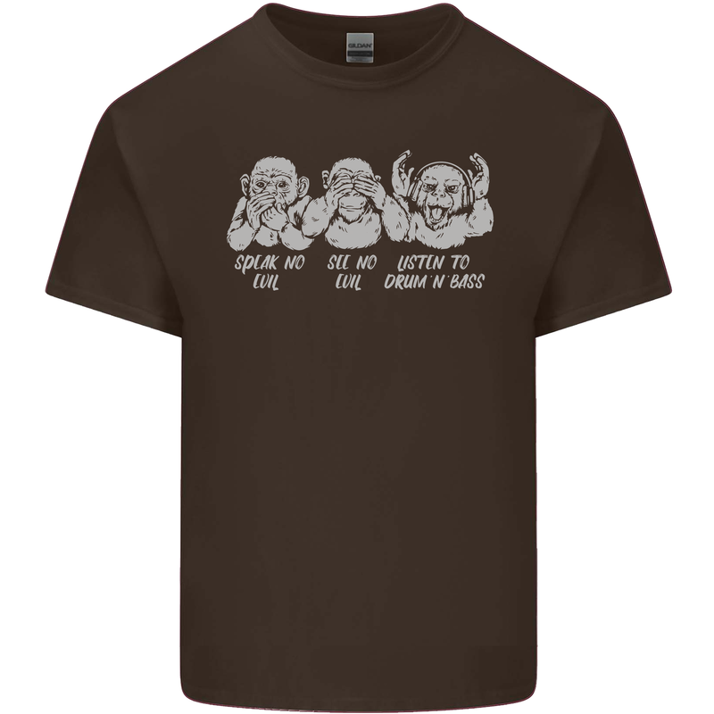 Drum and Bass Monkeys DJ Headphones Music Mens Cotton T-Shirt Tee Top Dark Chocolate