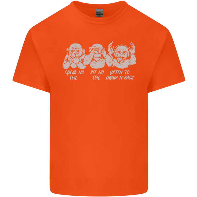 Drum and Bass Monkeys DJ Headphones Music Mens Cotton T-Shirt Tee Top Orange