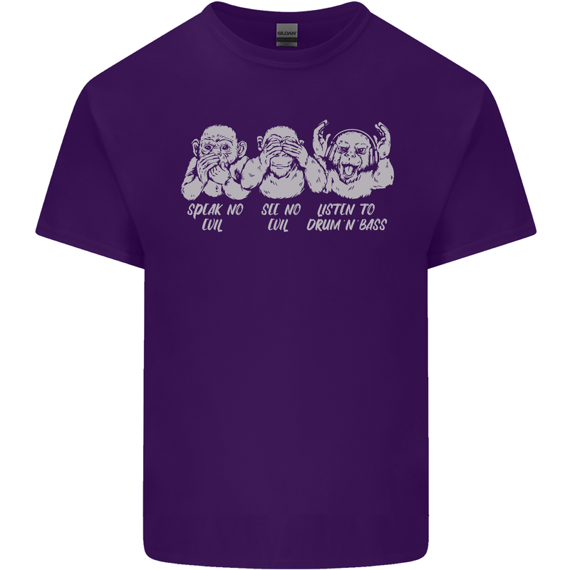 Drum and Bass Monkeys DJ Headphones Music Mens Cotton T-Shirt Tee Top Purple