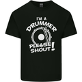 Drumming I'm a Drummer Please Shout Funny Mens Cotton T-Shirt Tee Top Black
