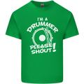 Drumming I'm a Drummer Please Shout Funny Mens Cotton T-Shirt Tee Top Irish Green