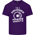 Drumming I'm a Drummer Please Shout Funny Mens Cotton T-Shirt Tee Top Purple