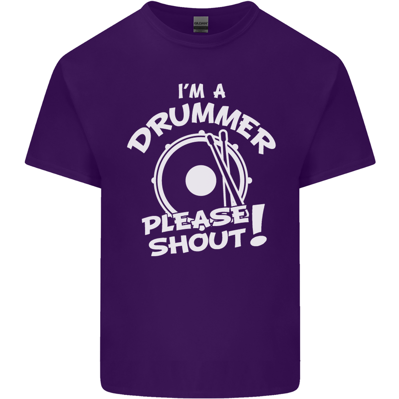 Drumming I'm a Drummer Please Shout Funny Mens Cotton T-Shirt Tee Top Purple