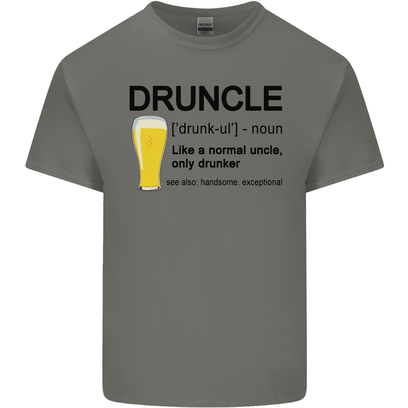 Druncle Uncle Funny Beer Alcohol Day Mens Cotton T-Shirt Tee Top Charcoal