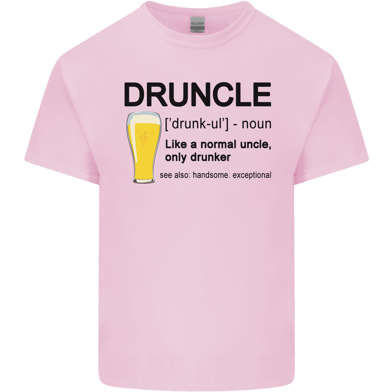 Druncle Uncle Funny Beer Alcohol Day Mens Cotton T-Shirt Tee Top Light Pink