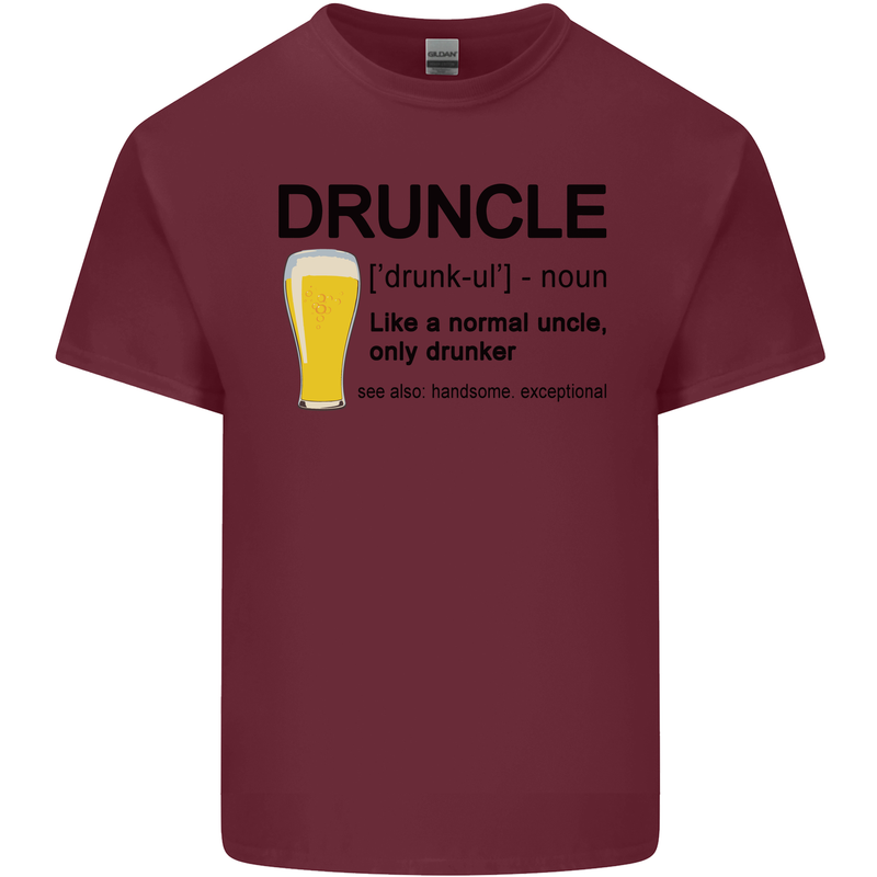 Druncle Uncle Funny Beer Alcohol Day Mens Cotton T-Shirt Tee Top Maroon
