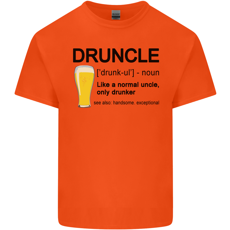 Druncle Uncle Funny Beer Alcohol Day Mens Cotton T-Shirt Tee Top Orange