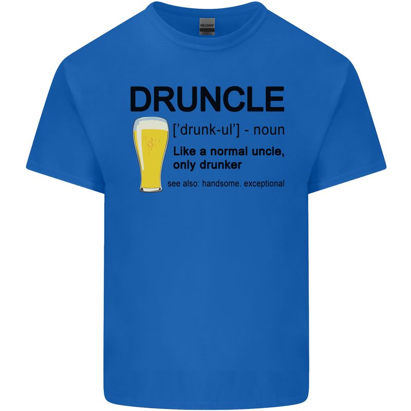 Druncle Uncle Funny Beer Alcohol Day Mens Cotton T-Shirt Tee Top Royal Blue