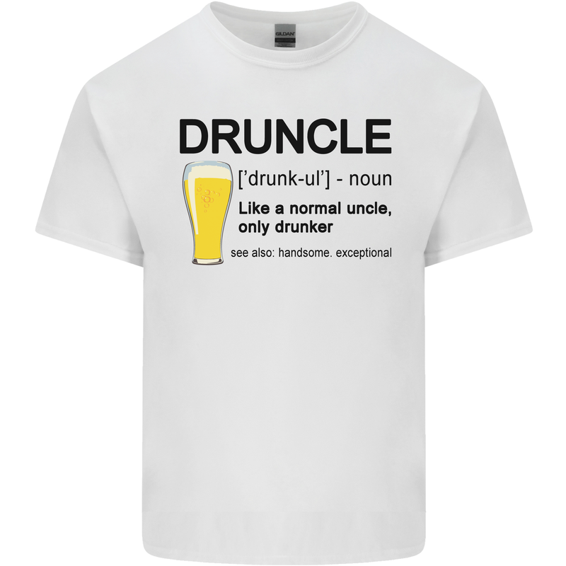 Druncle Uncle Funny Beer Alcohol Day Mens Cotton T-Shirt Tee Top White