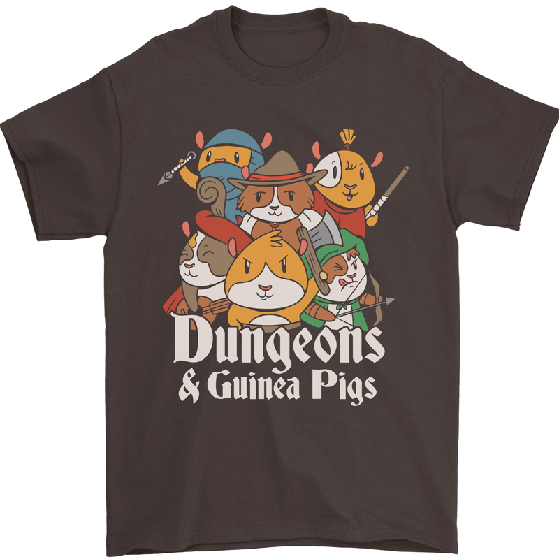 Dungeons and Guinea Pig Role Playing Game Mens T-Shirt Cotton Gildan Dark Chocolate