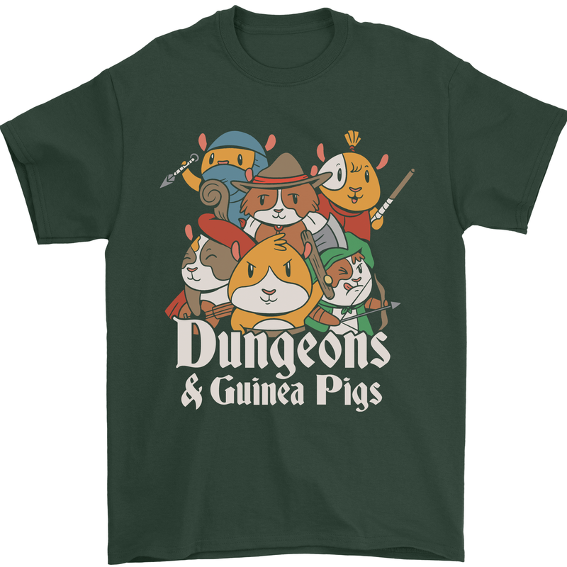 Dungeons and Guinea Pig Role Playing Game Mens T-Shirt Cotton Gildan Forest Green