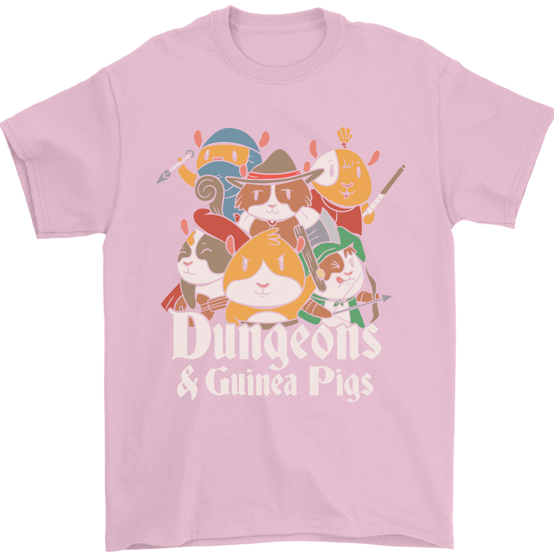 Dungeons and Guinea Pig Role Playing Game Mens T-Shirt Cotton Gildan Light Pink