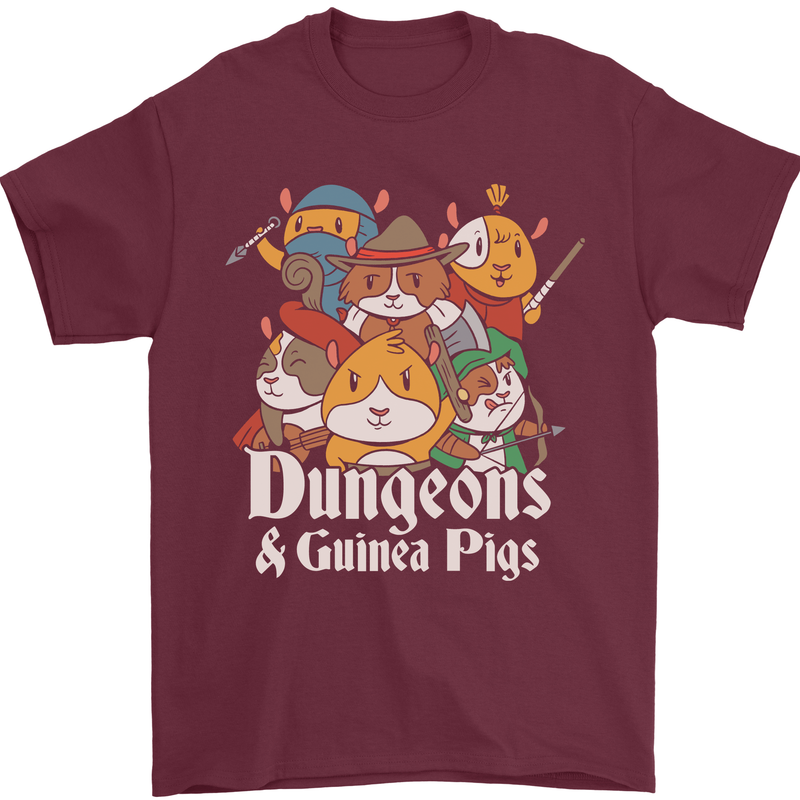 Dungeons and Guinea Pig Role Playing Game Mens T-Shirt Cotton Gildan Maroon