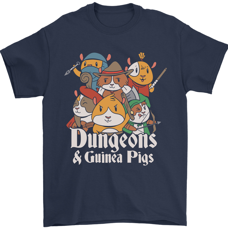 Dungeons and Guinea Pig Role Playing Game Mens T-Shirt Cotton Gildan Navy Blue